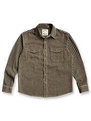 ヴィンテージウォッシュ加工のストライプ長袖シャツ