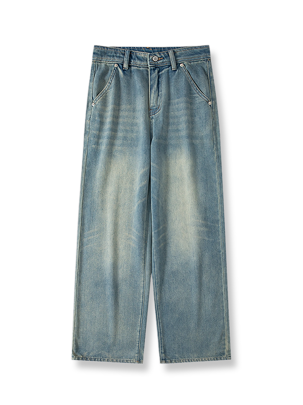 ヴィンテージウォッシュ加工が施されたワイドデニムパンツ