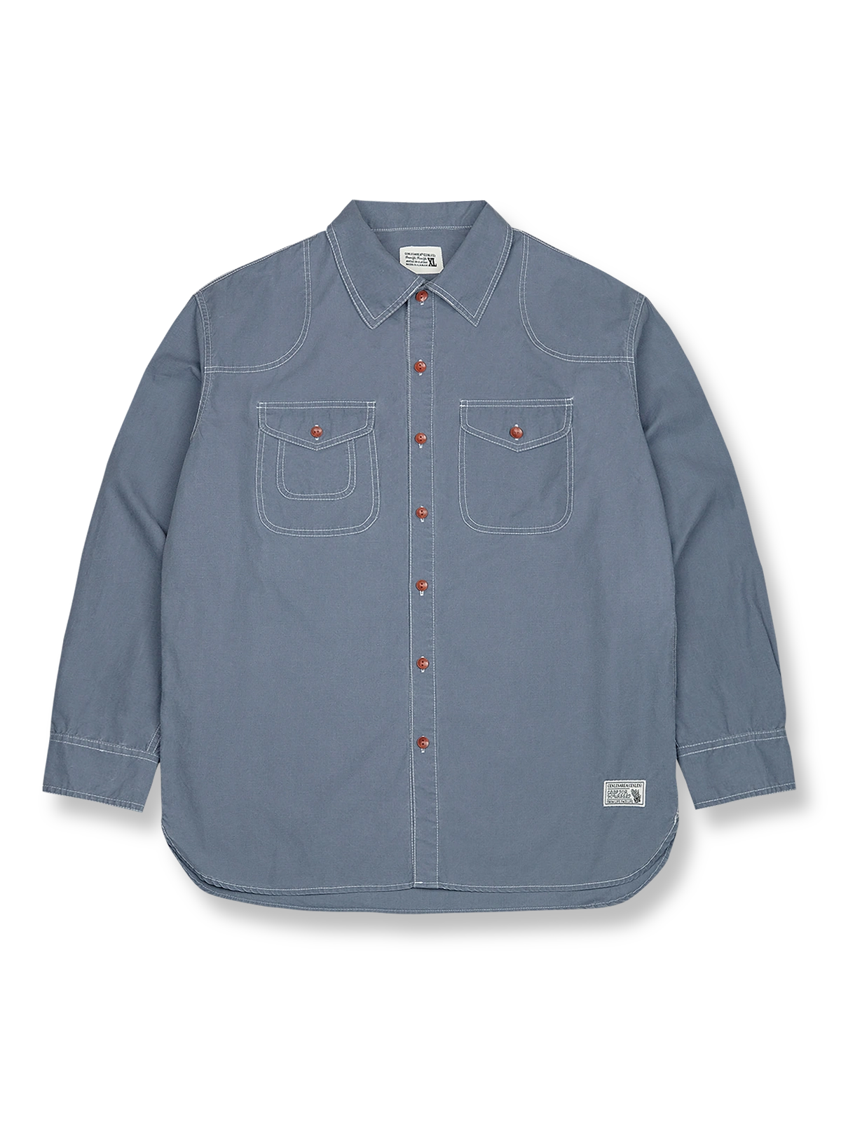 ビンテージ加工ワーク長袖シャツ