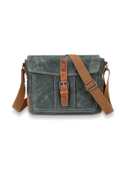 防水耐磨耗性素材と高級金具を備えたヴィンテージ風ショルダーバッグ。