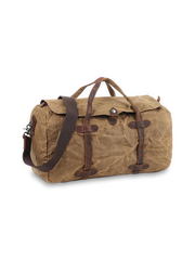 ワックスキャンバスとレザーを組み合わせたビンテージスタイルのトラベルバッグ