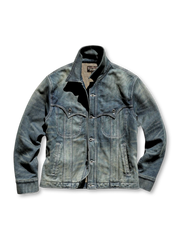 12オンスデニムとウエスタンデザイン、ヴィンテージボタンが特徴の保温性あるデニムジャケット。