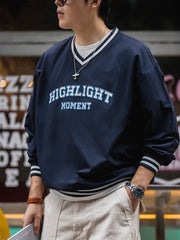 アイビー刺繍 入り Vネックスウェット