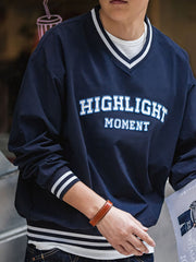 アイビー刺繍 入り Vネックスウェット