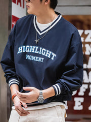 アイビー刺繍 入り Vネックスウェット