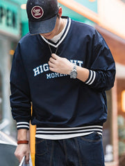 アイビー刺繍 入り Vネックスウェット