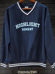 アイビー刺繍 入り Vネックスウェット