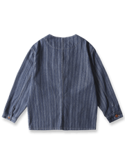 製品画像: ヴィンテージストライプVネックマルチポケットワークデニムジャケットの反面画像