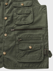 Vネック 多ポケット付き ベスト