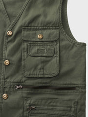 Vネック 多ポケット付き ベスト