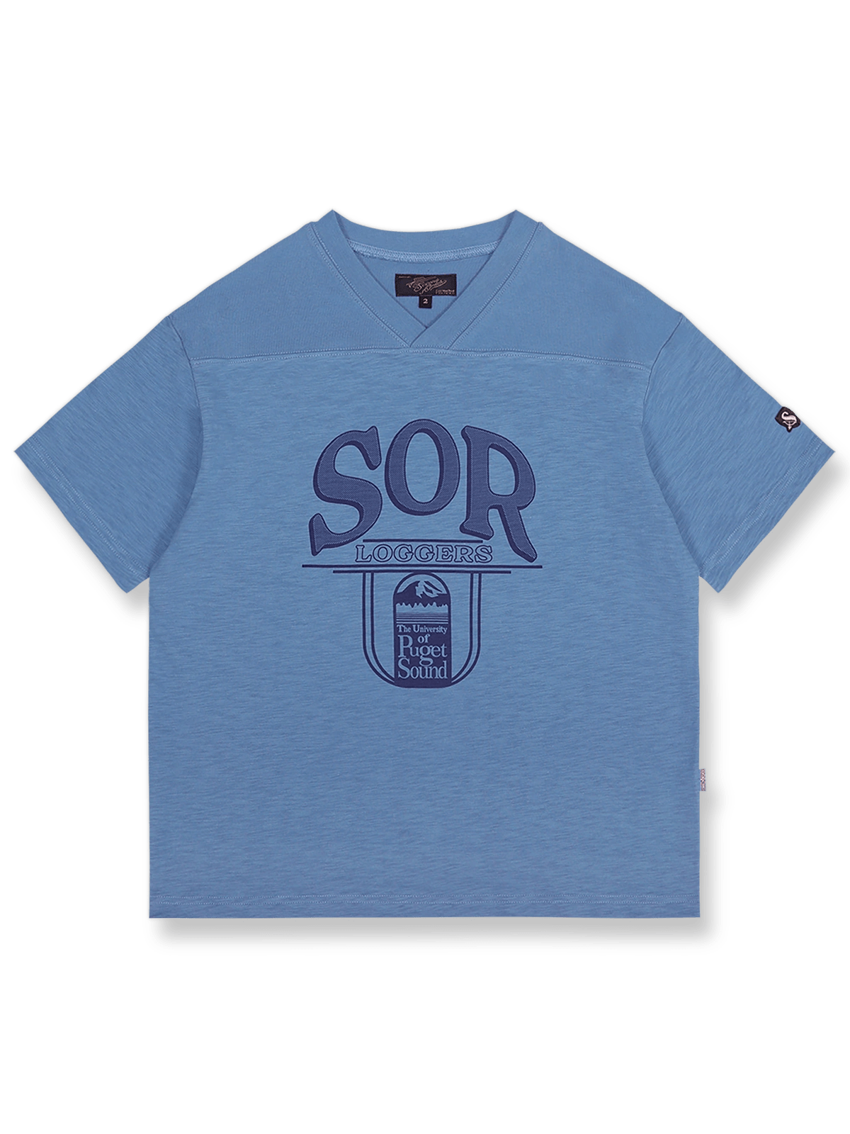 製品画像: アメリカンフットボールスラブコットンVネック半袖Tシャツの全体像