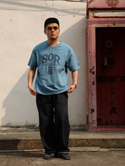 アメリカンフットボールスラブコットンVネック半袖Tシャツ