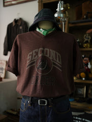 アメリカンフットボールスラブコットンVネック半袖Tシャツ