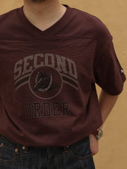 アメリカンフットボールスラブコットンVネック半袖Tシャツ