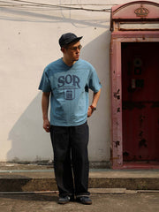 アメリカンフットボールスラブコットンVネック半袖Tシャツ