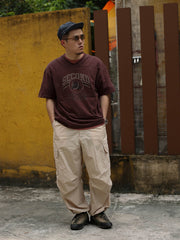 アメリカンフットボールスラブコットンVネック半袖Tシャツ