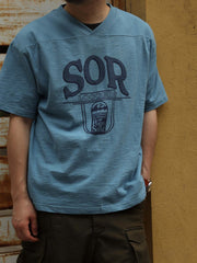 アメリカンフットボールスラブコットンVネック半袖Tシャツ