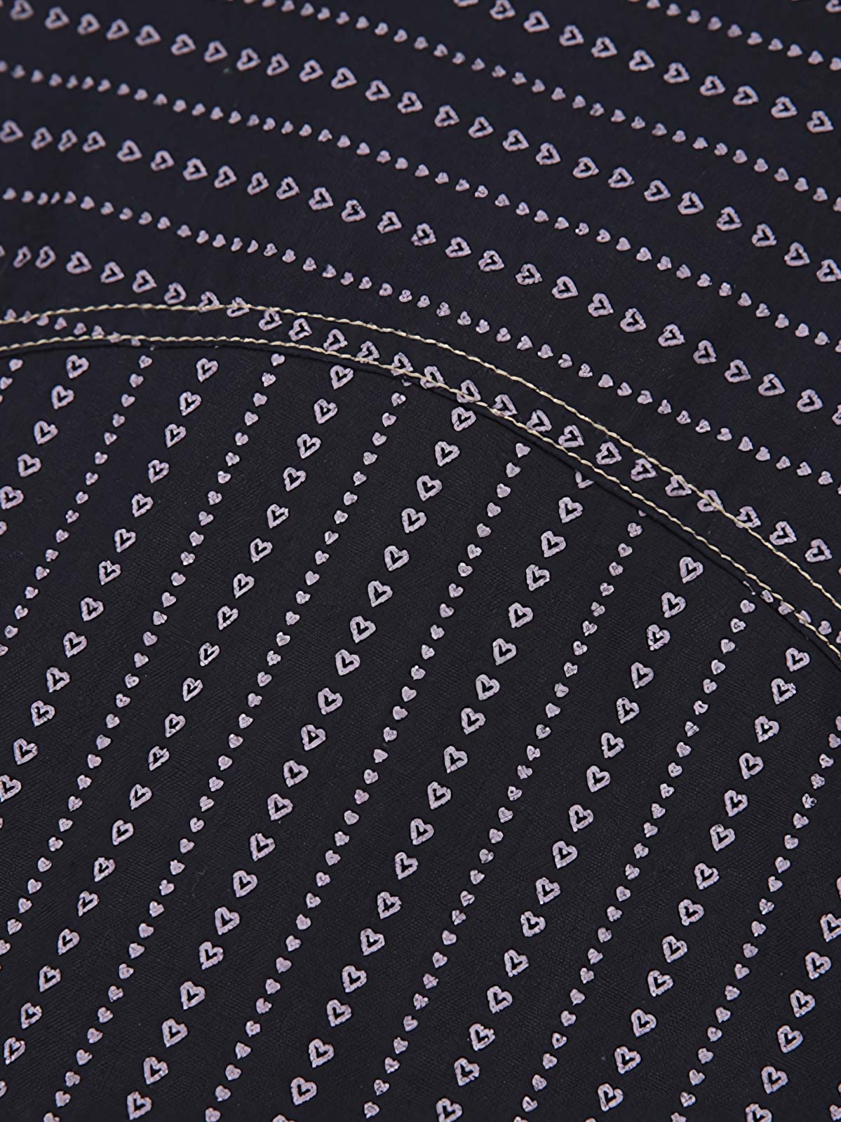 詳細画像: ハートパターン抜染とレトロなワークボタンのディテール