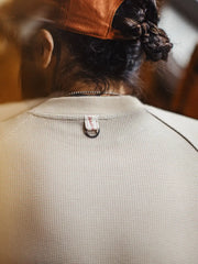 配色ヘム ドローコード付き ワッフル ロングスリーブ