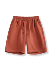 ワッフル格子柄の五分丈スポーツショートパンツ