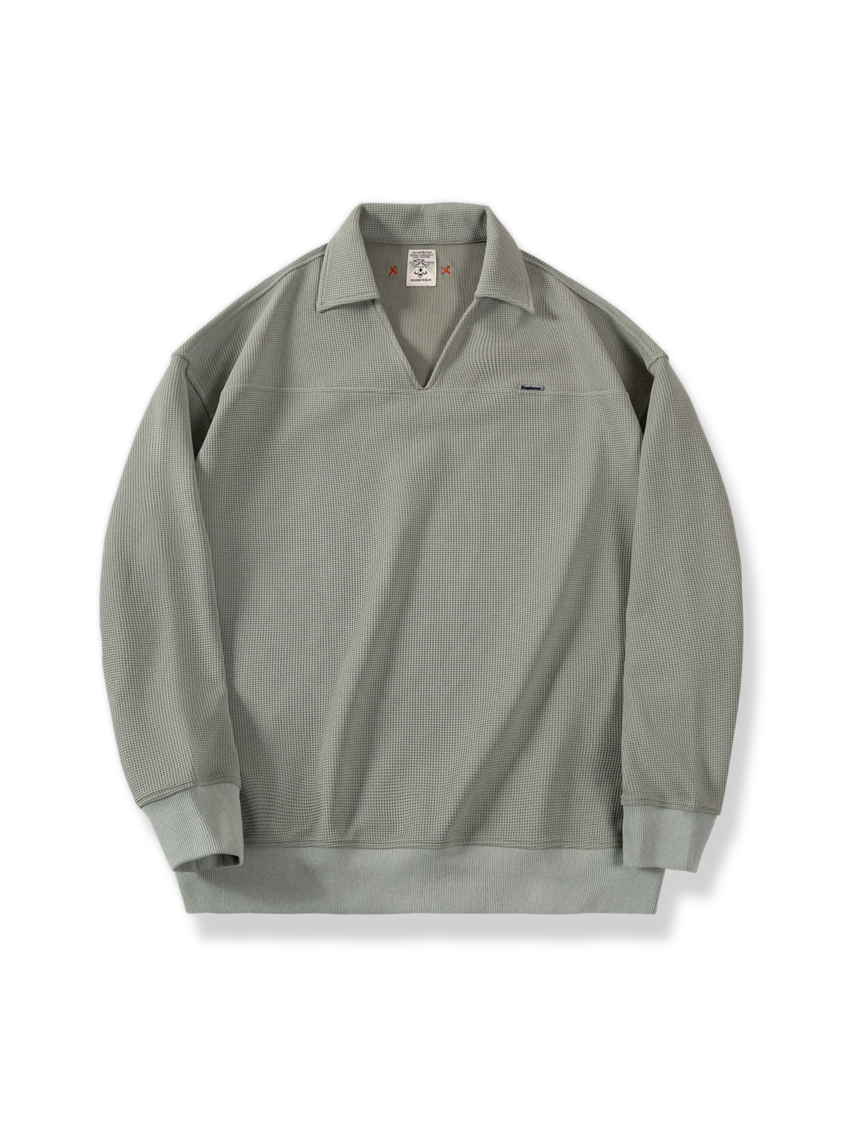 ワッフル編みVネックポロシャツ