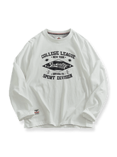 ウォッシュ加工プリント長袖Tシャツ