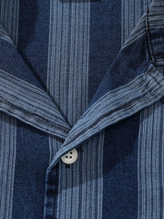 ウォッシュドストライプオープンカラーシャツ