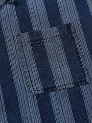 ウォッシュドストライプオープンカラーシャツ