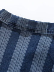 ウォッシュドストライプオープンカラーシャツ