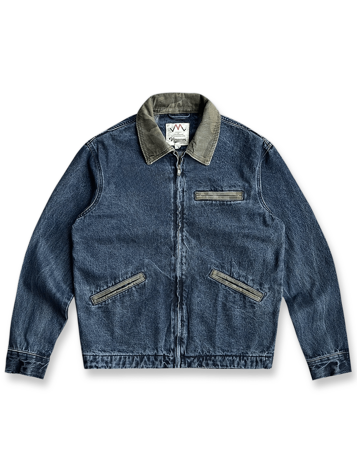 ウォッシュ加工と雪花フラップカラーが映えるヴィンテージデニムジャケット