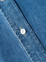 ウォッシュドデニムオープンカラーシャツ