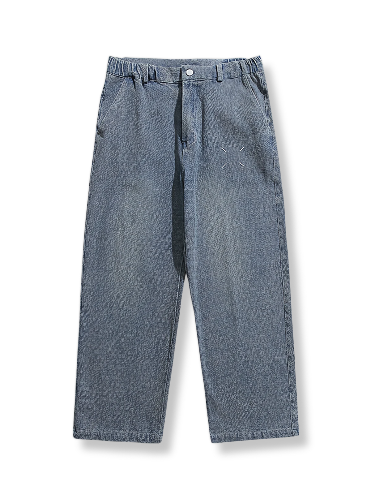 ウォッシュド加工が施されたストレートレッグデニムパンツ