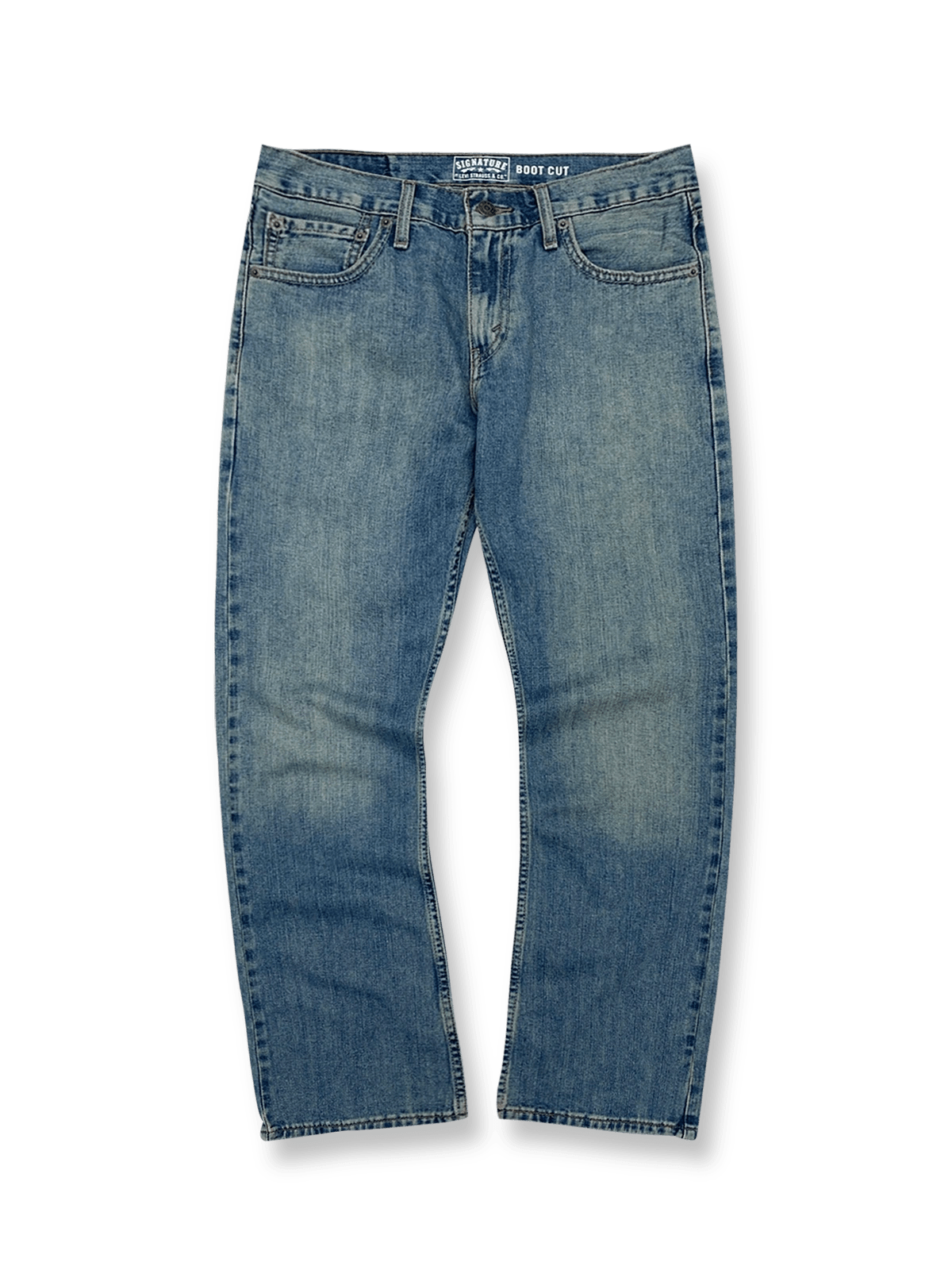 ウォッシュ加工で風合いを引き出したフレアシルエットのワイドデニムパンツ