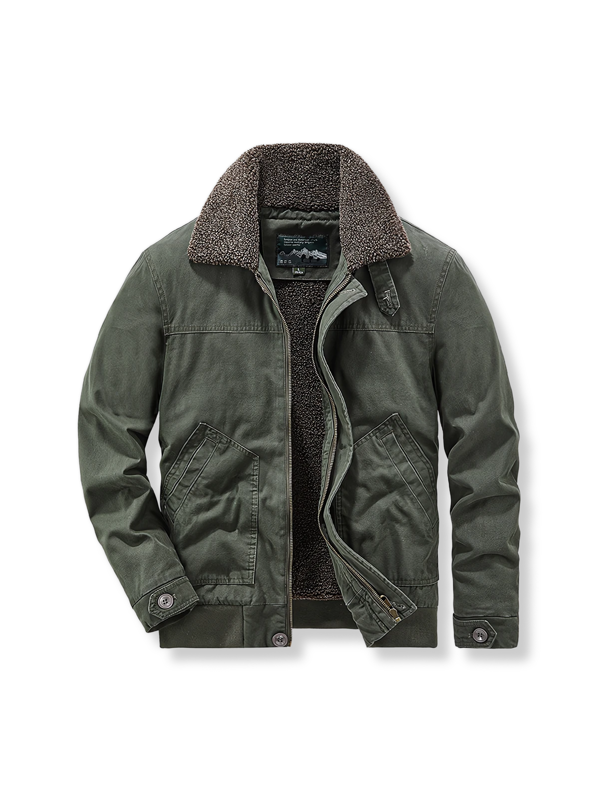 ウォッシュ加工された裏起毛ジャケットの製品イメージ