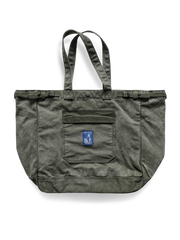 ウォッシュ加工軍事スタイルキャンバストートバッグ、ハワイパターン、調整可能ストラップ、収納力抜群