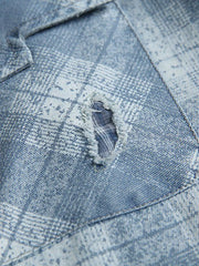 ウォッシュドダブルポケットチェックデニムシャツ