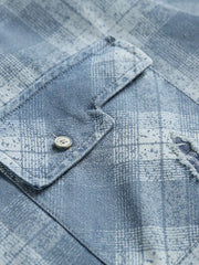 ウォッシュドダブルポケットチェックデニムシャツ