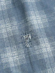 ウォッシュドダブルポケットチェックデニムシャツ