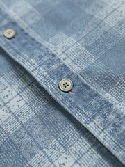 ウォッシュドダブルポケットチェックデニムシャツ