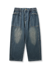 ウォッシュ加工 レトロ ワイド デニムパンツ