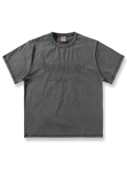 スノーフレーク加工と刺繍が施されたヴィンテージ風ウォッシュ半袖Tシャツ