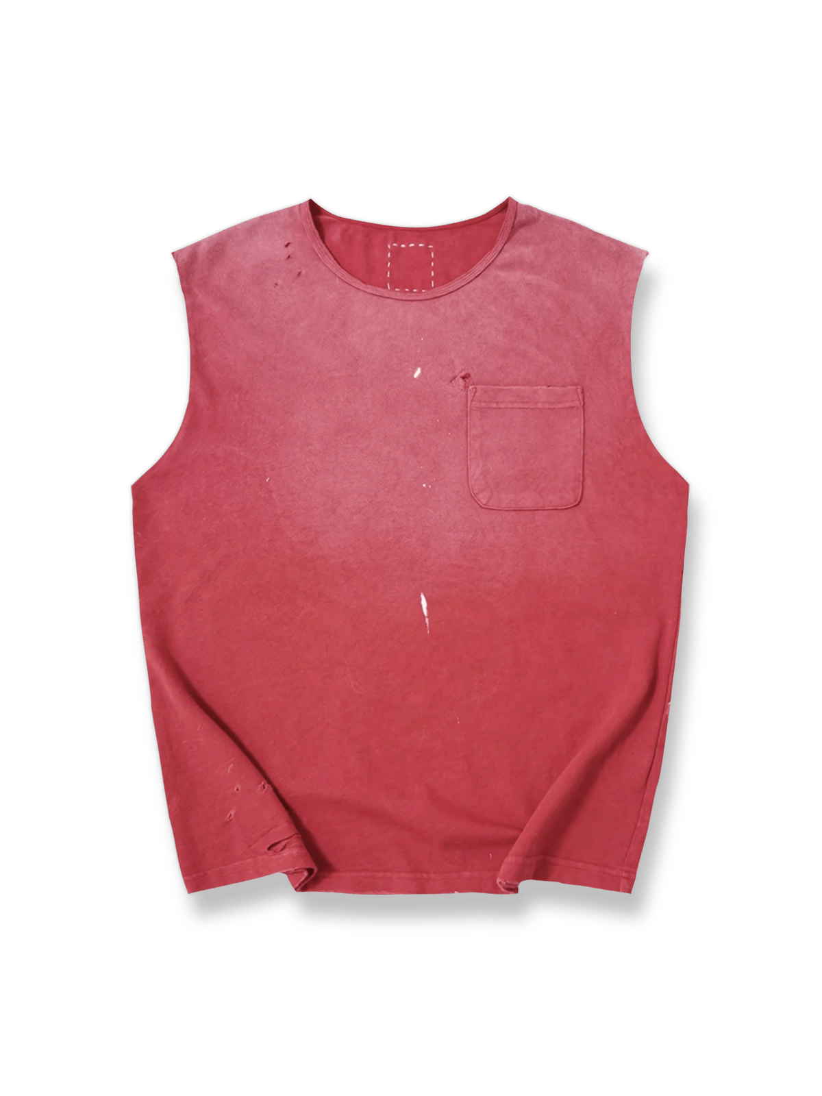 ウォッシュド加工とスプラッターペイントが映えるコットンタンクトップ。