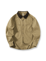 ウォッシュ加工で風合いを引き出した100%コットンのヴィンテージ風シャツ