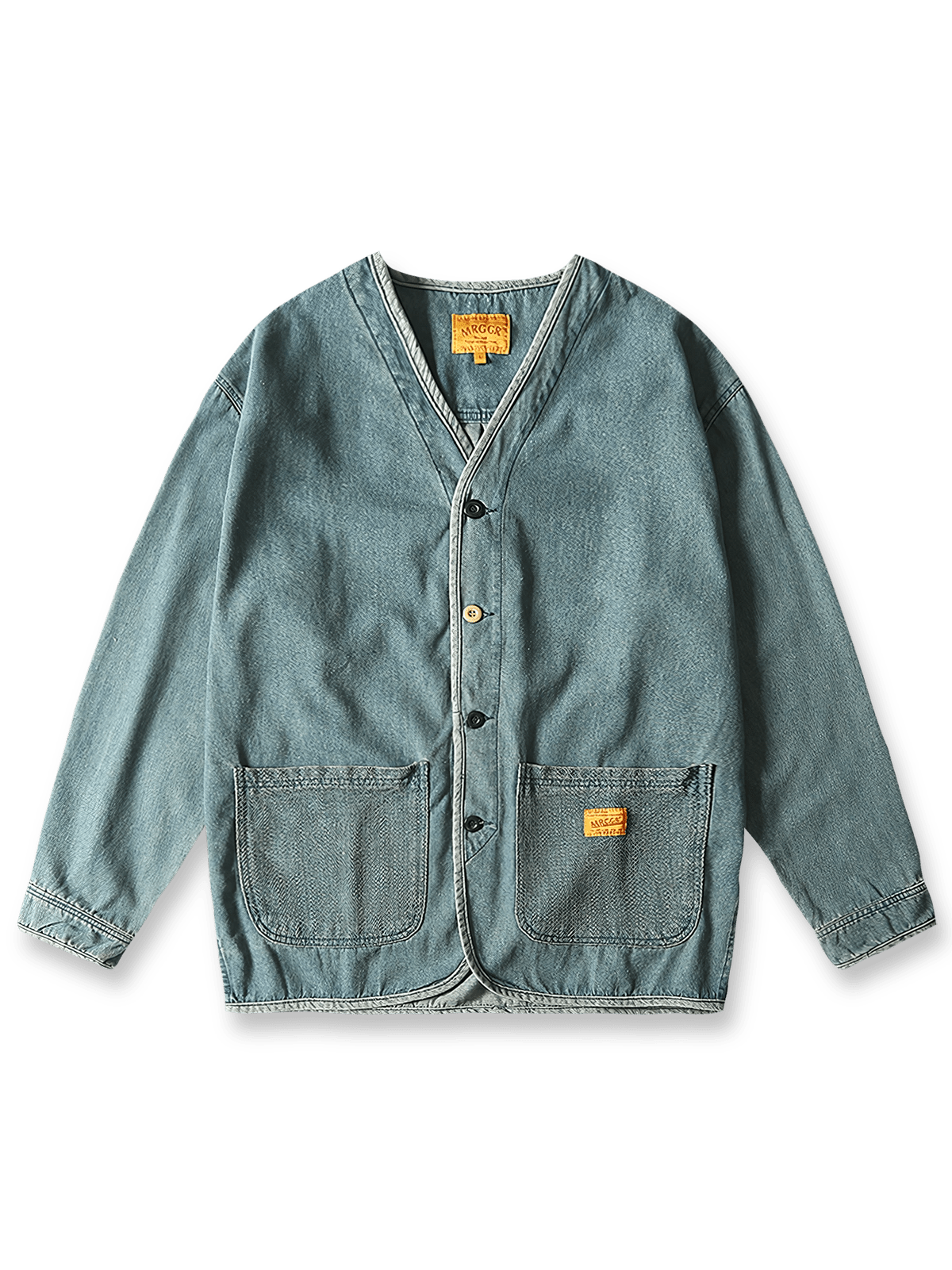 精巧なウォッシュ加工が魅力のVネックデニムジャケット