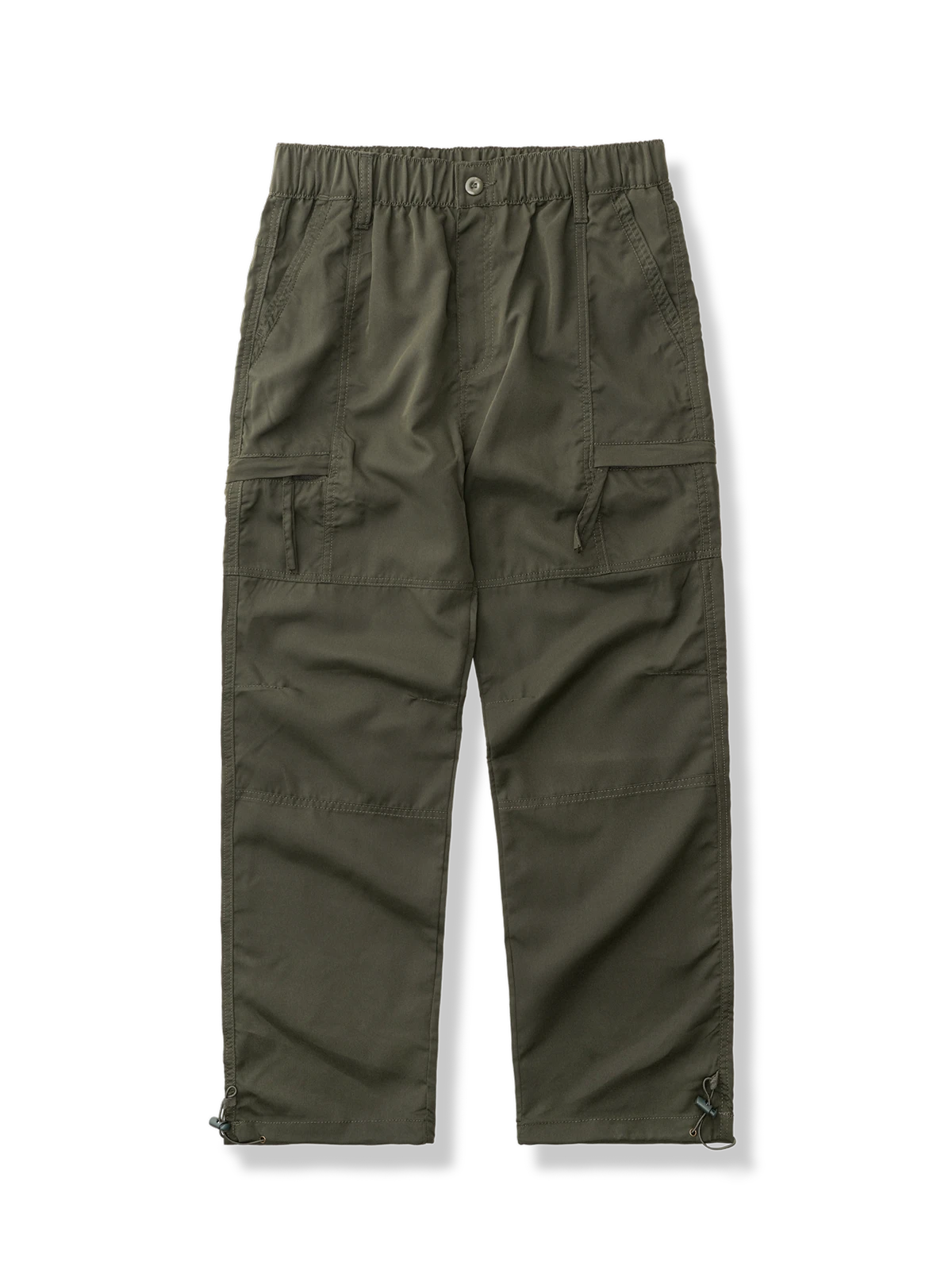 防水素材と裏地ポリエステルを備えたアウトドアストレートスラックス。