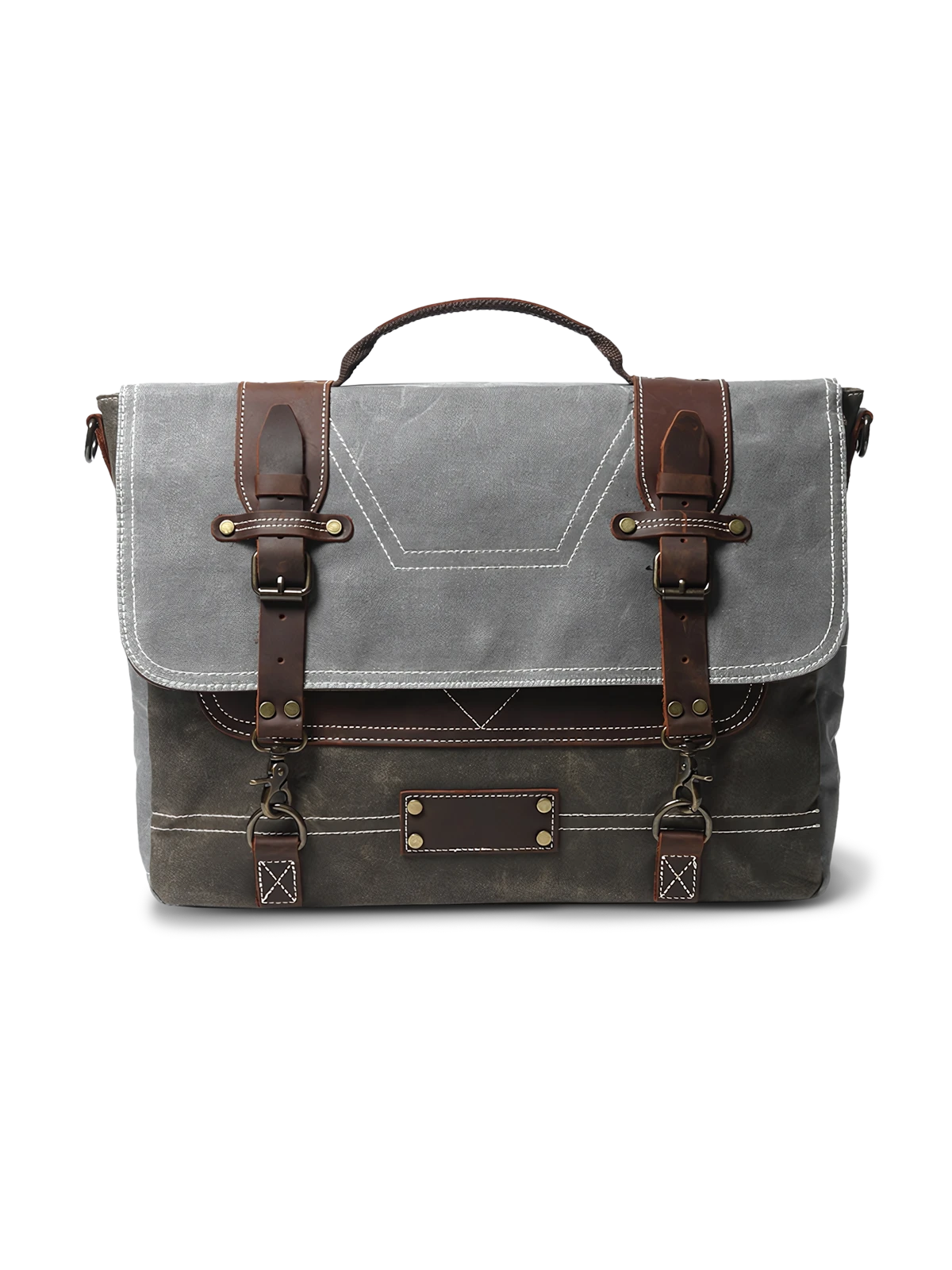 ワックス加工されたキャンバスの質感が味わい深いブリーフケース