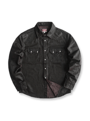 フェイクオイルワックス加工のウエスタン風デニムシャツ