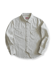 カラムシ素材とウエスタンディテールが映える長袖シャツ