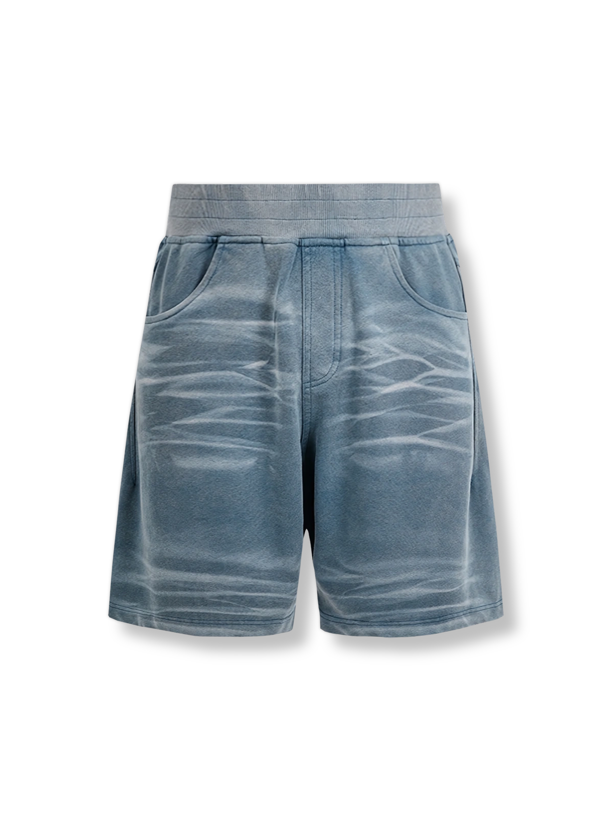 ヒゲウォッシュ加工が施されたヴィンテージ風クォーターパンツ