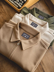 ヘビーウェイトワッフルジップポロ